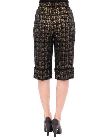 Black fabric shorts pants by Dolce & Gabbana, showcasing a stylish casual look with detailed stitching and a relaxed fit.