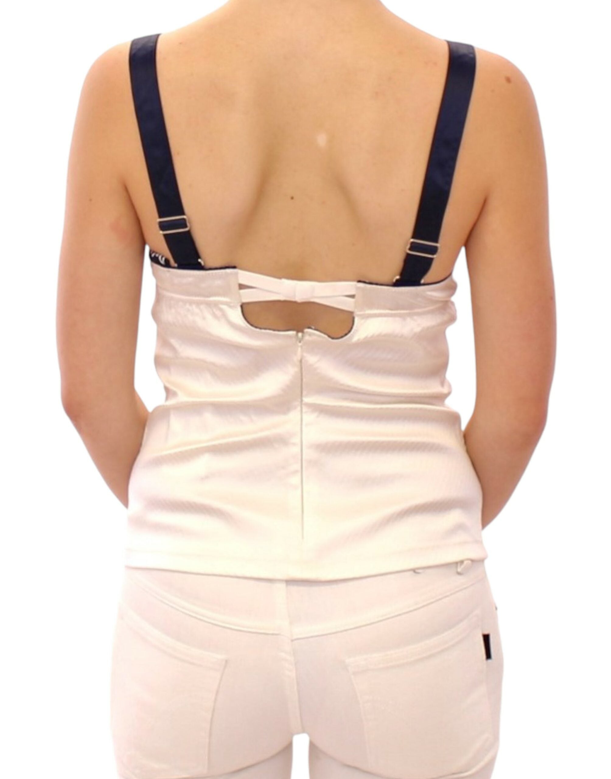 White sailor motif tank top by Dolce & Gabbana, featuring a nautical-inspired design and casual sleeveless fit.