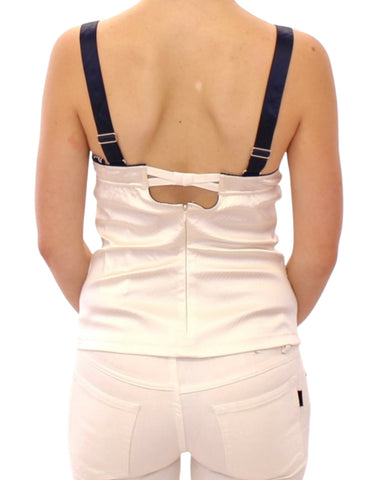 White sailor motif tank top by Dolce & Gabbana, featuring a nautical-inspired design and casual sleeveless fit.