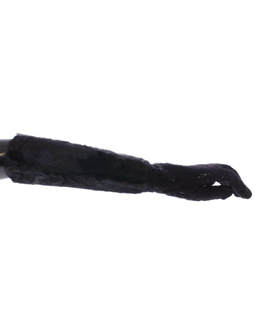 Black lace wool and lambskin fur elbow gloves by Dolce & Gabbana, featuring elegant lace and plush fur trim.