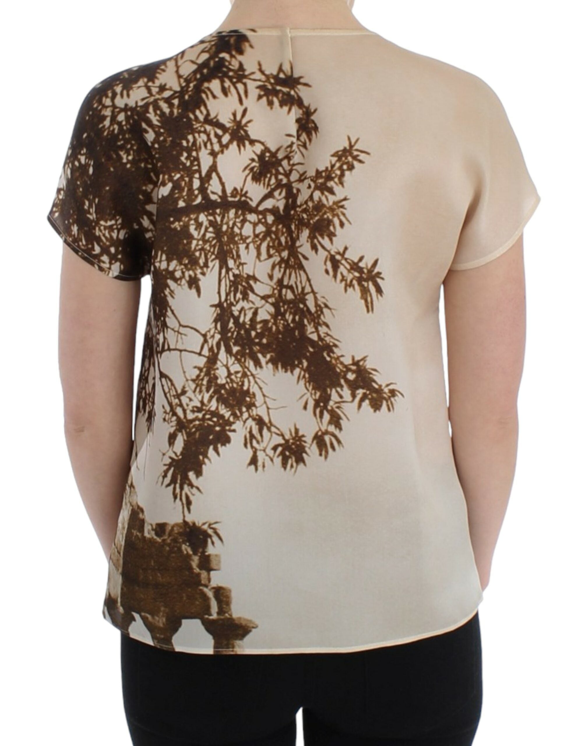 Brown Taormina silk blouse by Dolce & Gabbana, featuring a flowing fit and elegant design, shown on a hanger.