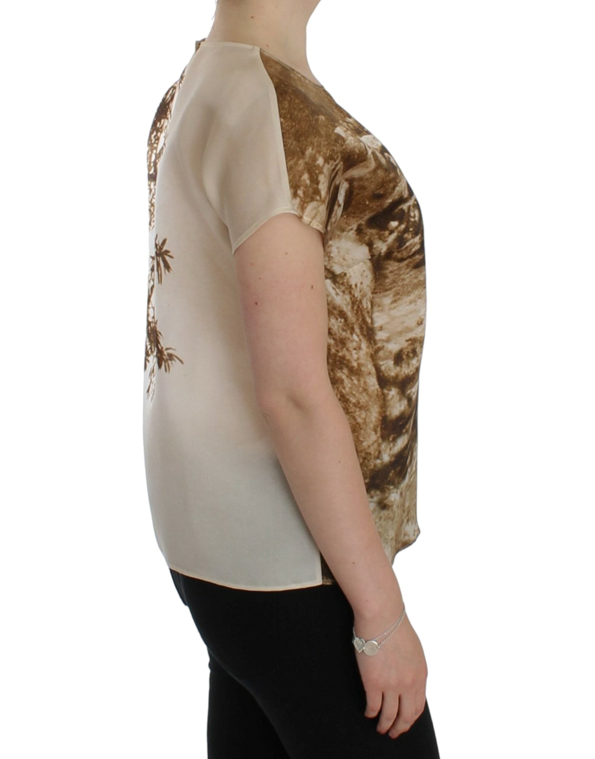 Brown Taormina silk blouse by Dolce & Gabbana, featuring elegant fabric and classic design, shown on a model.
