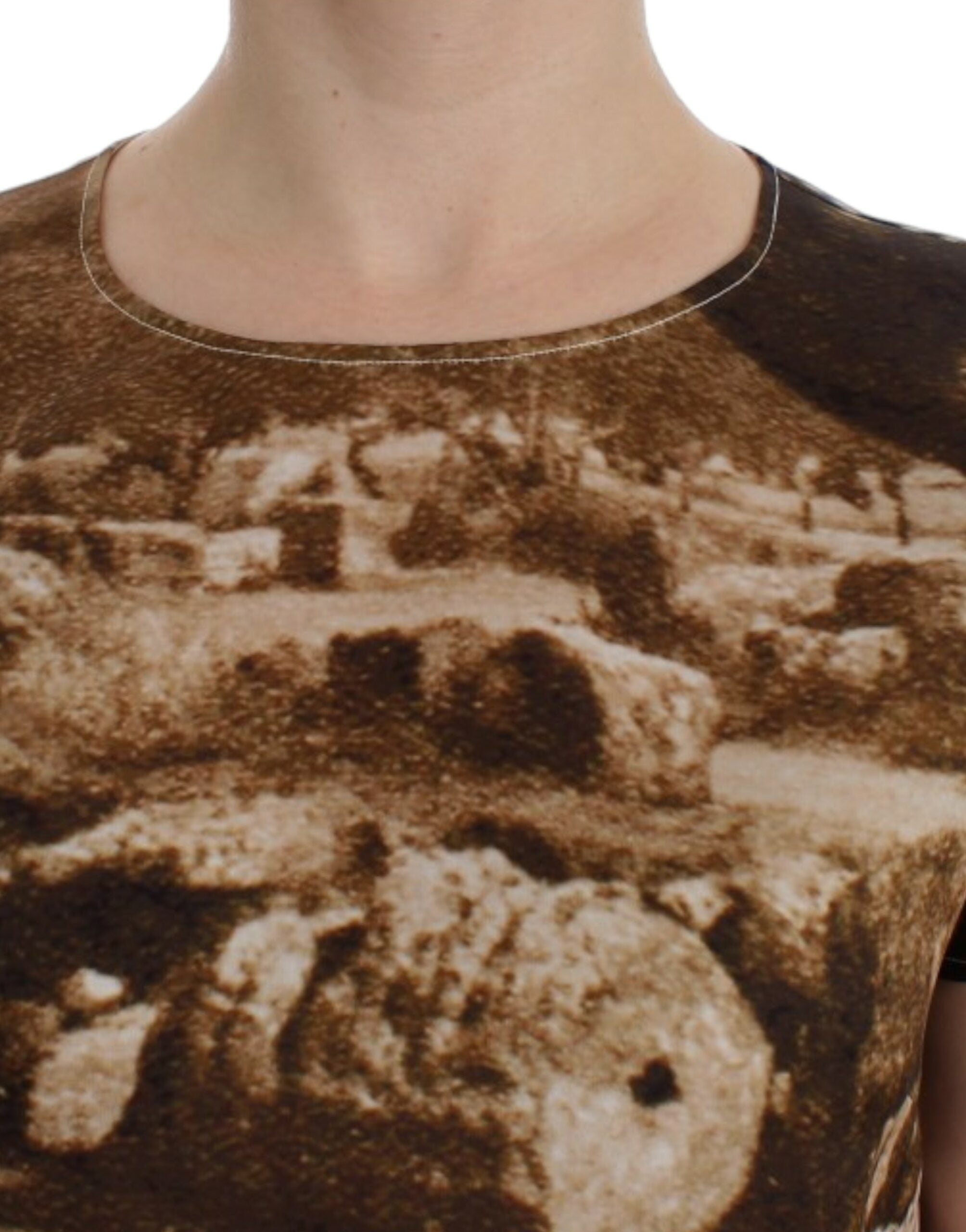 Brown Taormina silk blouse by Dolce & Gabbana, featuring a flowy design with long sleeves and elegant detailing.