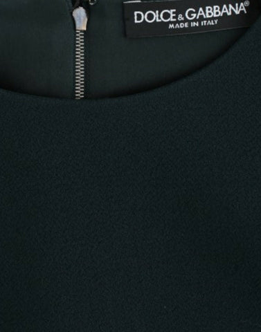 Green wool blouse with 3/4 sleeves from Dolce & Gabbana, featuring a classic fit and subtle textured fabric.