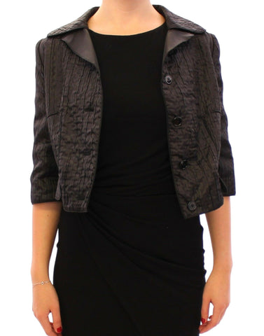 Black Dolce & Gabbana short bolero shrug jacket with long sleeves and open front, stylish and lightweight for elegant wear