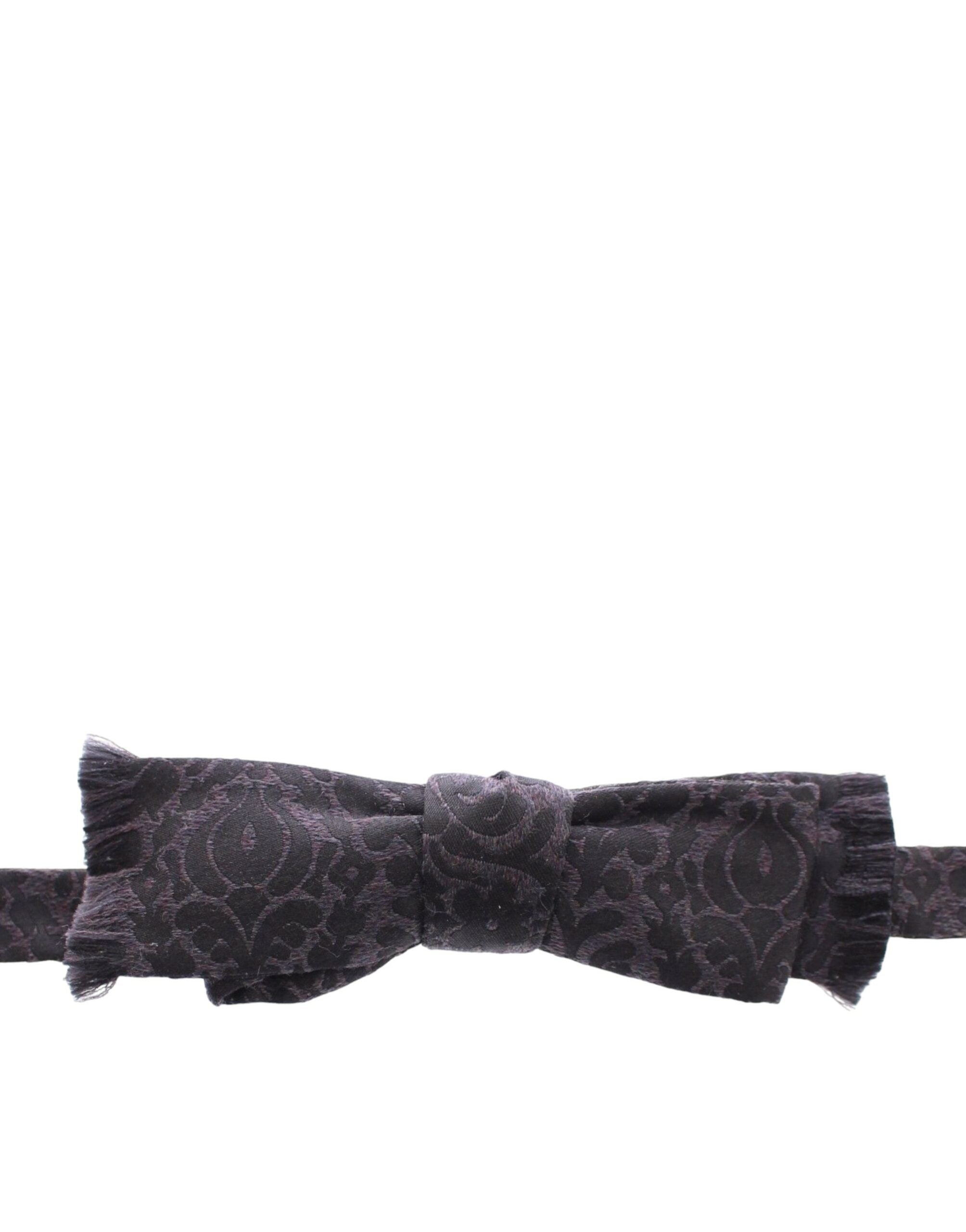 Gray and black wool bow tie by Dolce & Gabbana, featuring a classic, elegant design suitable for formal occasions.