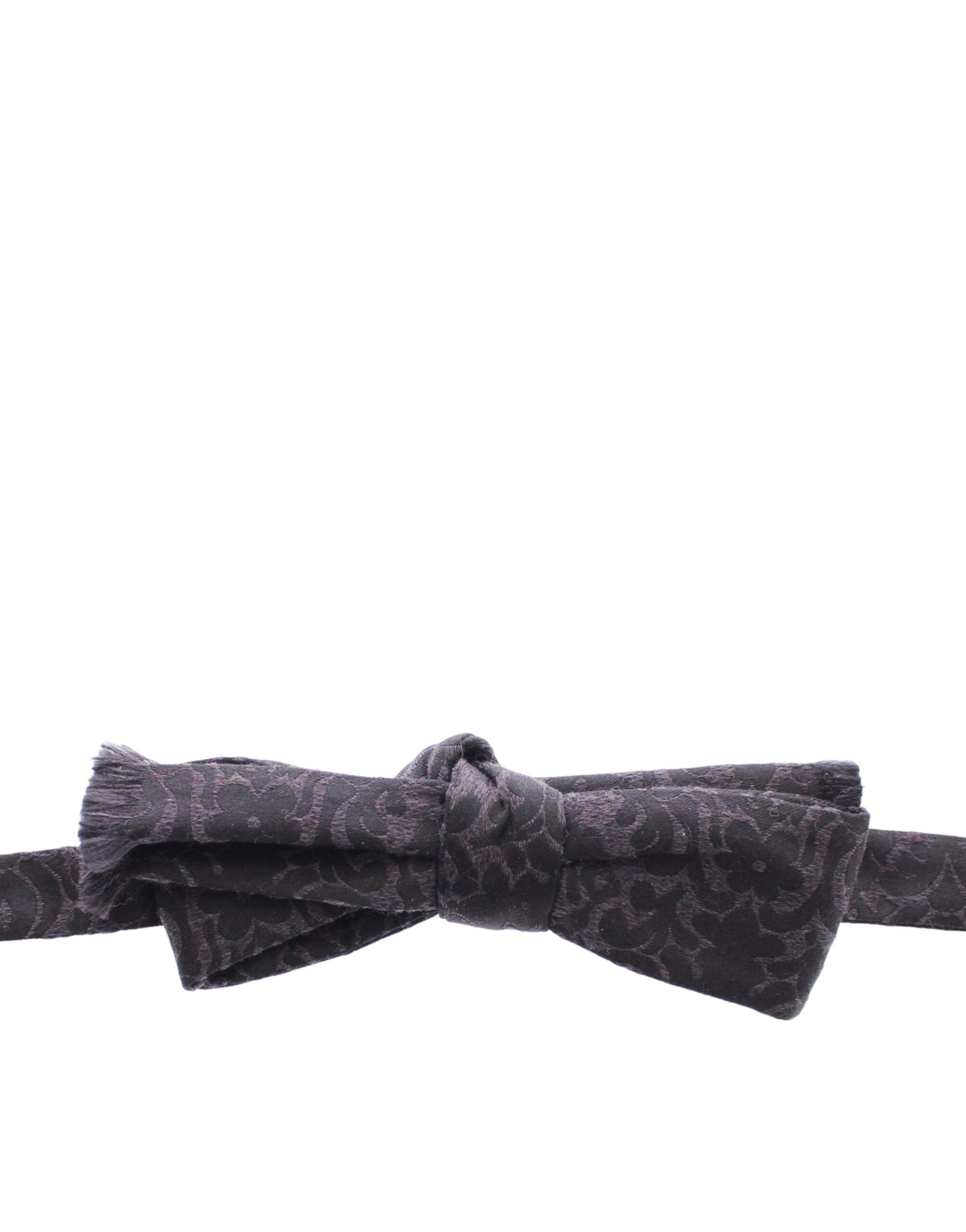 Gray and black wool bow tie by Dolce & Gabbana, shown with a close-up view of the textured fabric and elegant knot.