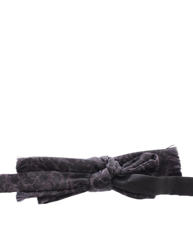 Dark Gray Wool Silk Brand Baroque Paisley Bow Tie Men