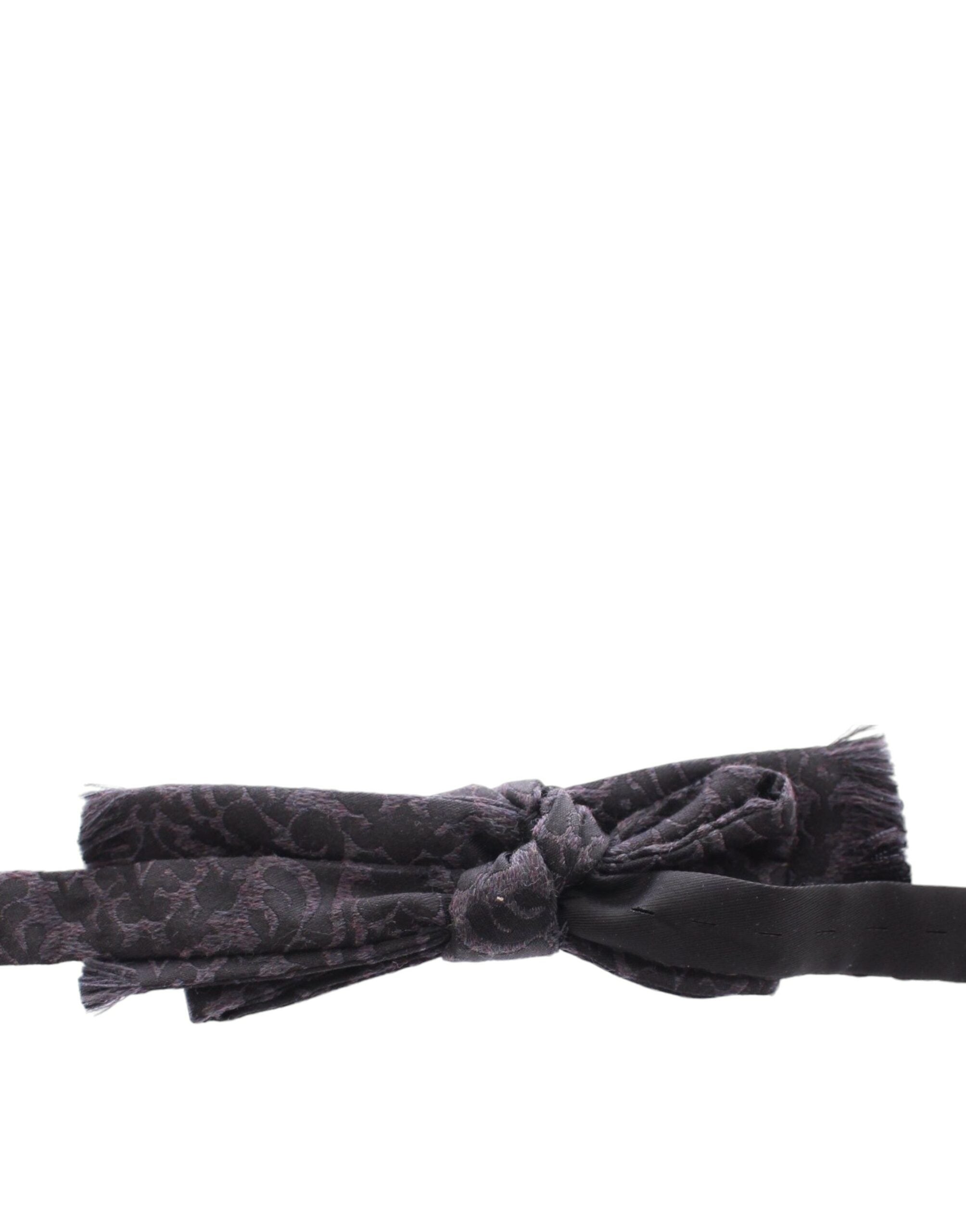 Dark Gray Wool Silk Brand Baroque Paisley Bow Tie Men