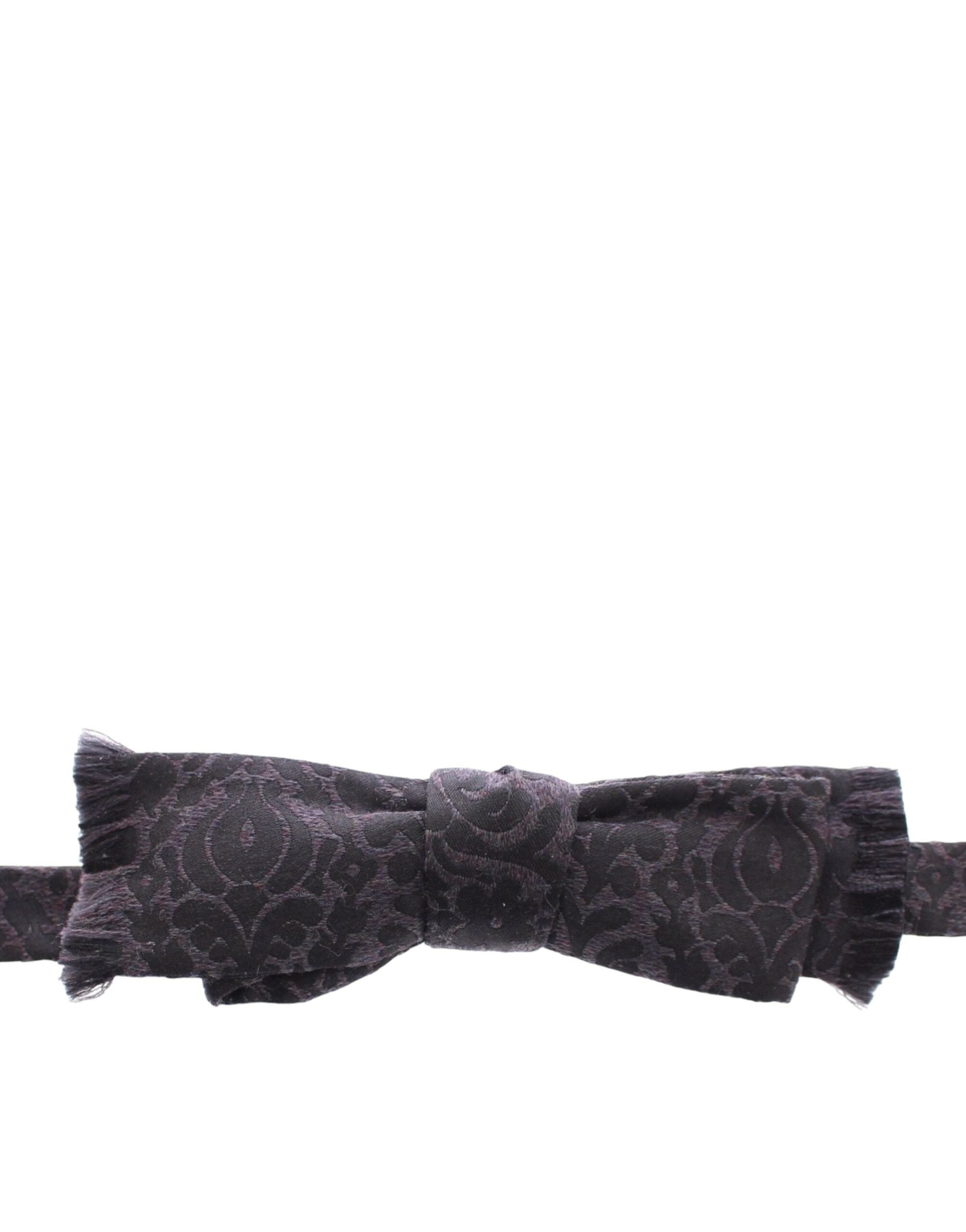 Gray and black wool silk bow tie by Dolce & Gabbana, featuring a classic, elegant design suitable for formal occasions.