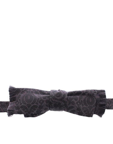 Gray and black wool silk bow tie by Dolce & Gabbana, featuring a classic, elegant design suitable for formal occasions.