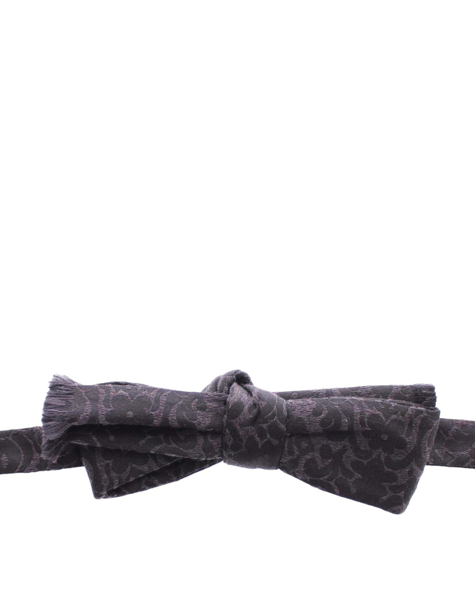 Gray and black wool silk bow tie by Dolce & Gabbana, featuring a classic elegant design with a bow shape.