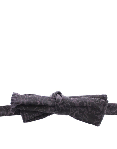 Gray and black wool silk bow tie by Dolce & Gabbana, featuring a classic elegant design with a bow shape.