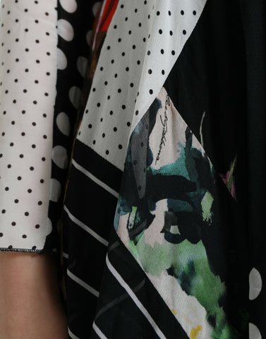 Multicolor patchwork floral leopard print dress by Dolce & Gabbana, featuring vibrant fabric and stylish design.