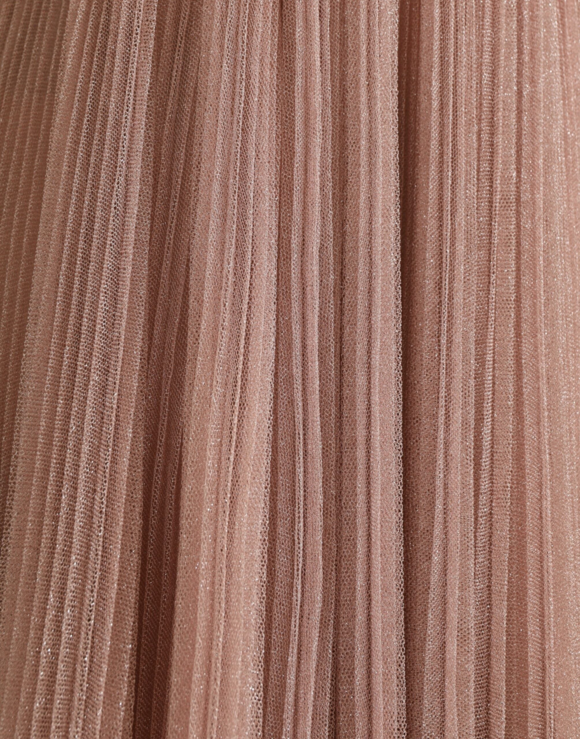 Pink one-shoulder pleated lame tulle dress by Dolce & Gabbana, featuring elegant ruffles and a flowing design.