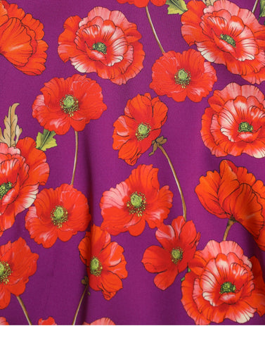 Multicolor floral poppy print sheath dress by Dolce & Gabbana, featuring vibrant floral patterns and a fitted silhouette.