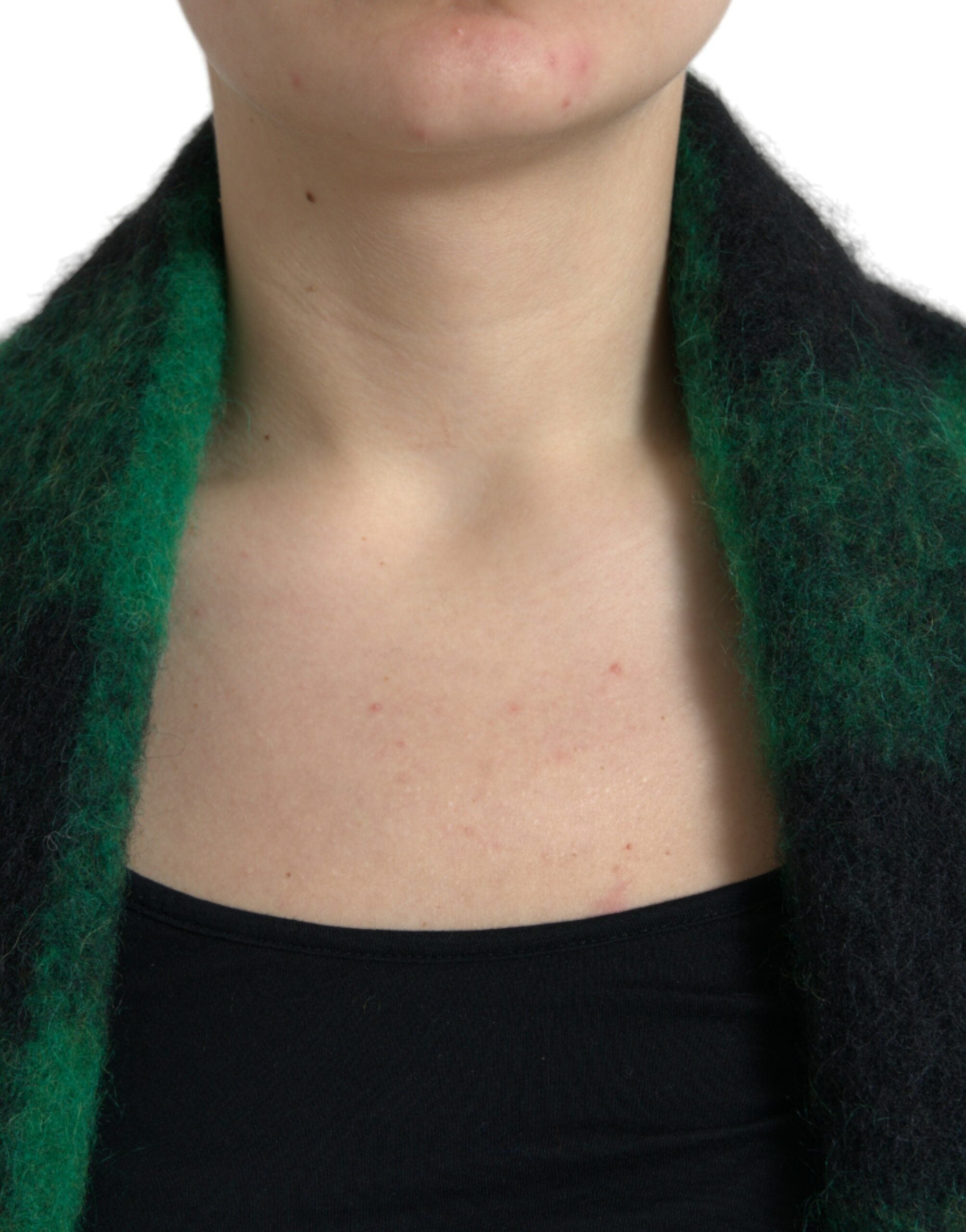 Black and green buffalo check poncho coat by Dolce & Gabbana, featuring a stylish, oversized jacket with a classic pattern.