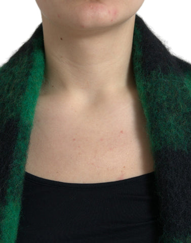 Black and green buffalo check poncho coat by Dolce & Gabbana, featuring a stylish, oversized jacket with a classic pattern.