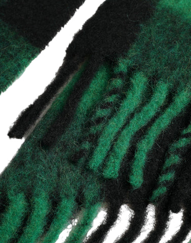 Dolce & Gabbana black and green buffalo check poncho coat jacket displayed on a mannequin.