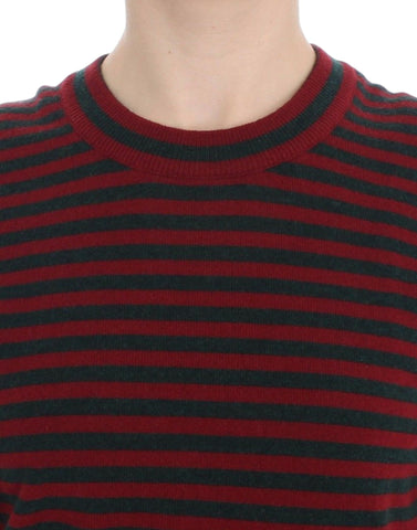 Red Gray Cashmere Short Sleeve Sweater