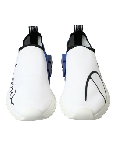 White and blue Dolce & Gabbana Sorrento low top casual sneakers for men, featuring a stylish and comfortable design.