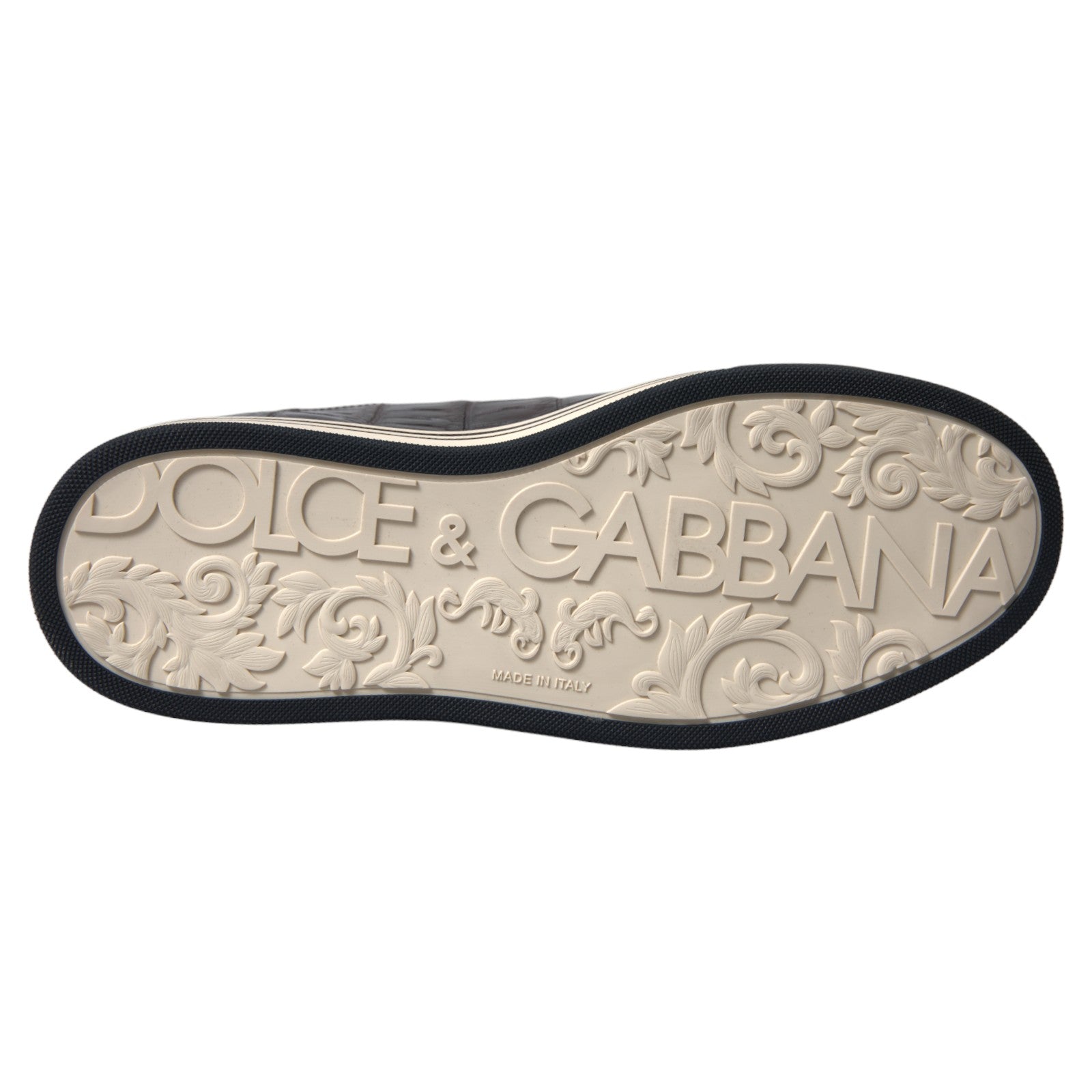 Brown croc exotic leather men's casual sneakers by Dolce & Gabbana, featuring textured leather and stylish design.