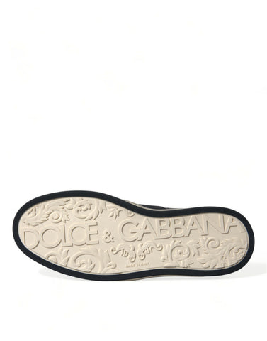 Black croc exotic leather sneakers by Dolce & Gabbana, featuring textured leather and stylish design.