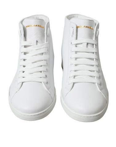 White Dolce & Gabbana Saint Tropez high-top men's sneakers with stylish design and laces, shown in a close-up view.