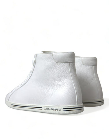 White Saint Tropez high top men sneakers by Dolce & Gabbana, featuring stylish design and premium craftsmanship.