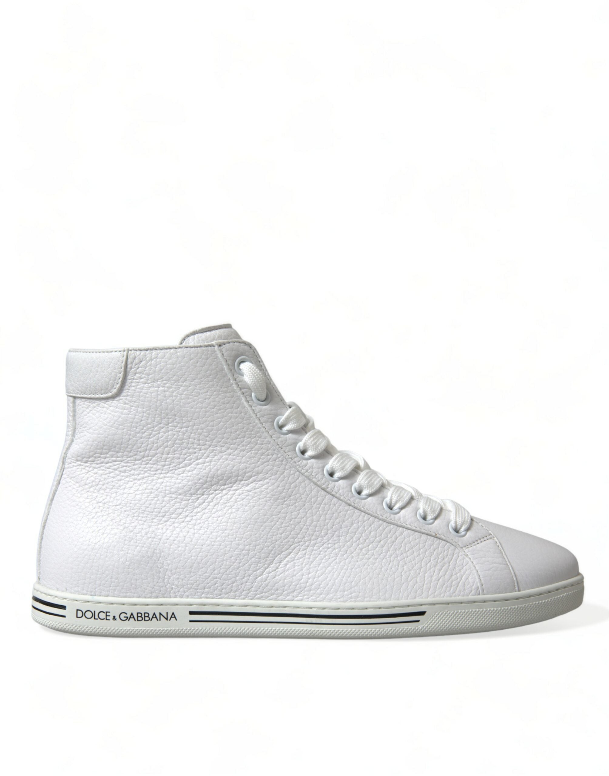 White Saint Tropez high top men's sneakers by Dolce & Gabbana, featuring stylish design and laced closure.