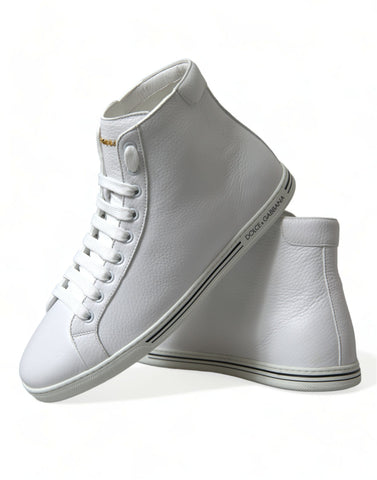 White Saint Tropez high top men's sneakers by Dolce & Gabbana, featuring stylish design and lace-up closure.