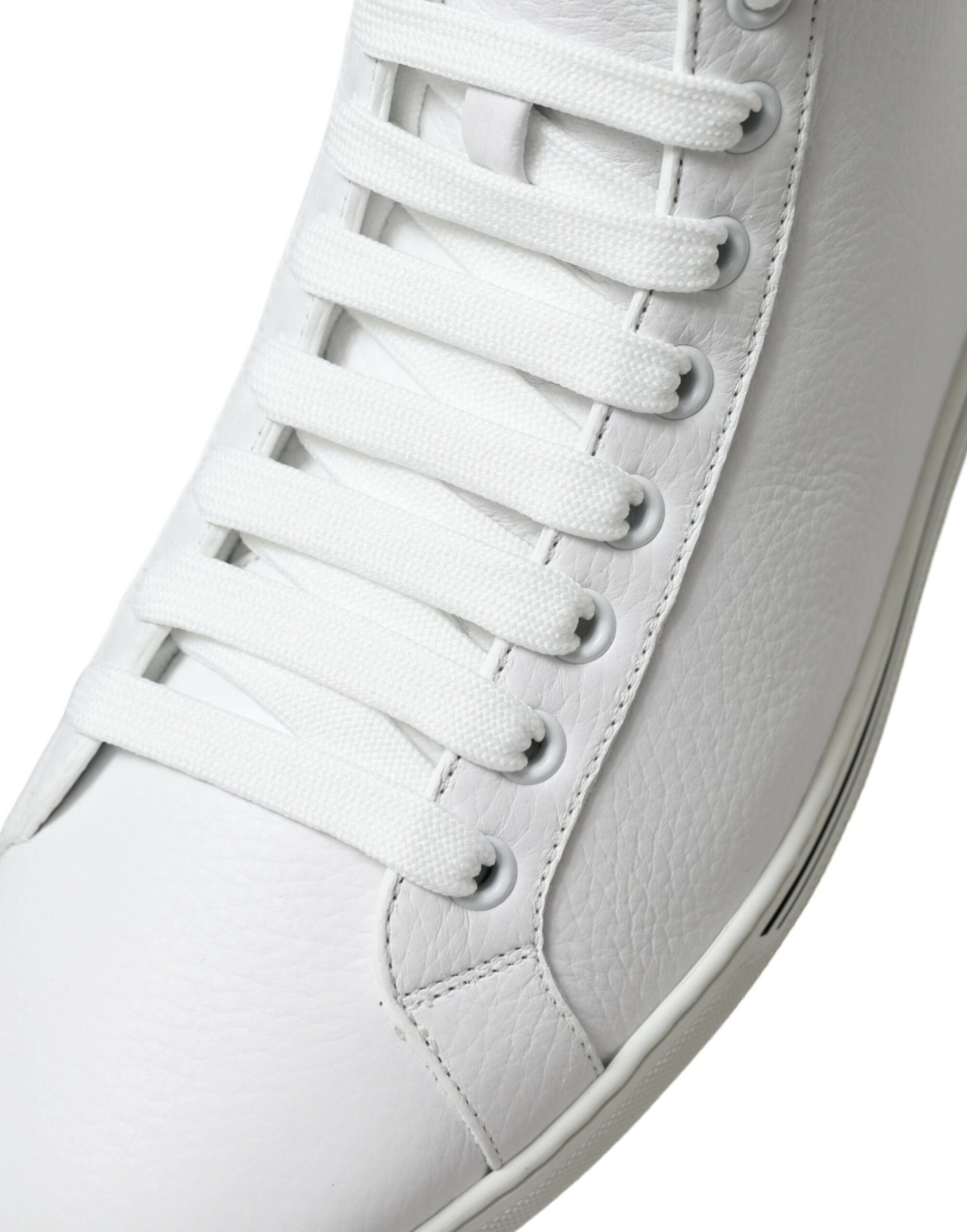 White Saint Tropez high top men's sneakers by Dolce & Gabbana, featuring sleek design and classic style.