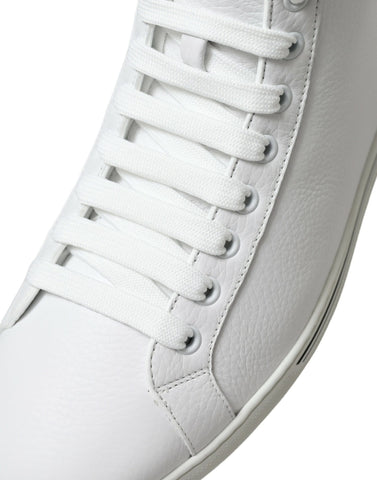 White Saint Tropez high top men's sneakers by Dolce & Gabbana, featuring sleek design and classic style.