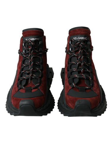 Burgundy Dolce & Gabbana high top men’s sneakers with white soles and lace-up design, super king size fit.