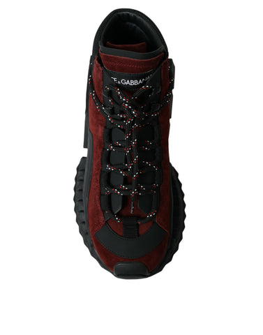 Burgundy Dolce & Gabbana Super King high-top men's sneakers with stylish design and laces, displayed on a white background.