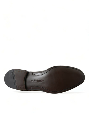 Brown exotic leather formal men's dress shoes by Dolce & Gabbana, showcasing sleek design and polished finish.