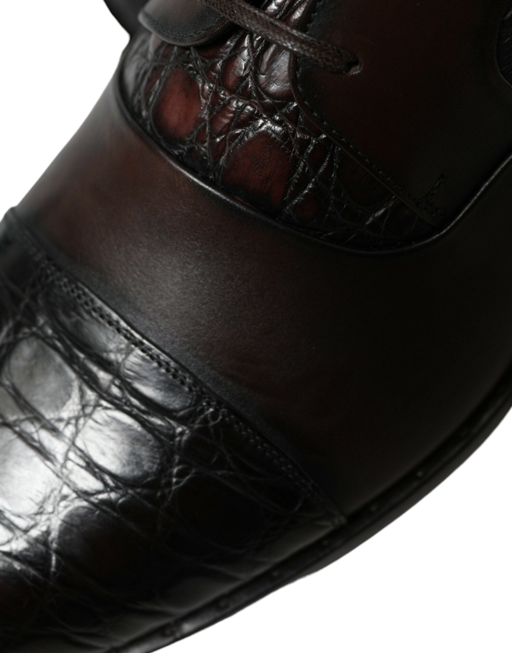 Brown exotic leather formal men's dress shoes by Dolce & Gabbana, showcasing sleek design and polished finish.