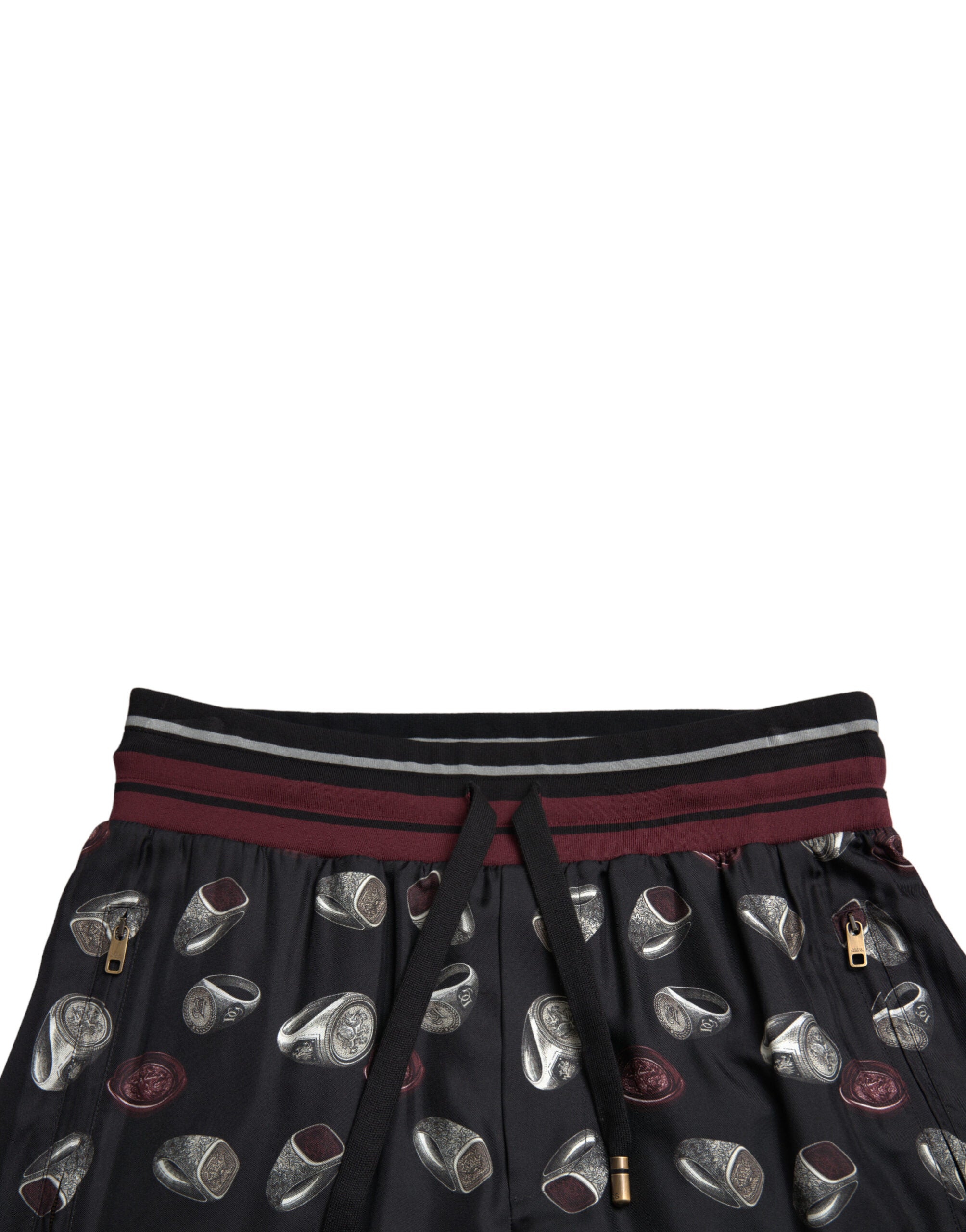 Black silk jogging trousers from Dolce & Gabbana featuring a relaxed fit and stylish design.