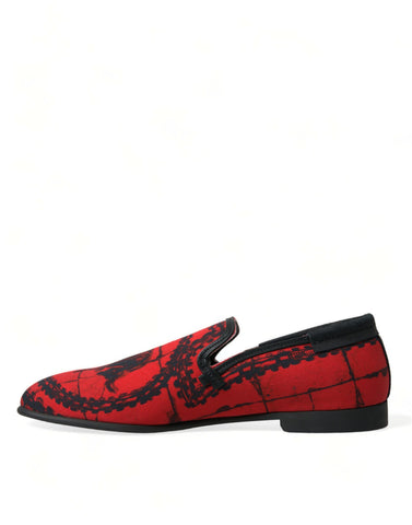 Red and black Dolce & Gabbana men's Torero loafers slippers with sleek design and slip-on style.