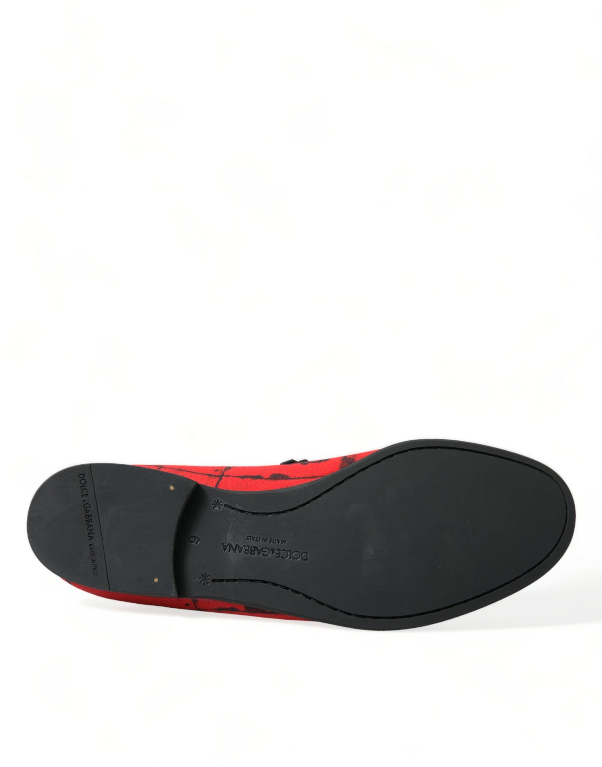 Red and black Dolce & Gabbana torero loafers slippers for men, featuring stylish design and comfortable slip-on fit.