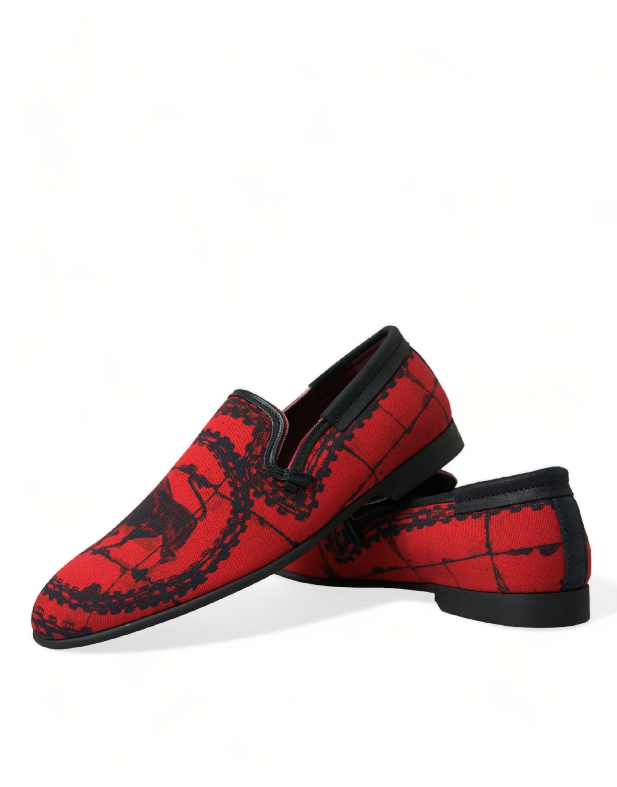 Red and black Dolce & Gabbana men's torero loafers slippers with sleek design and comfortable fit.