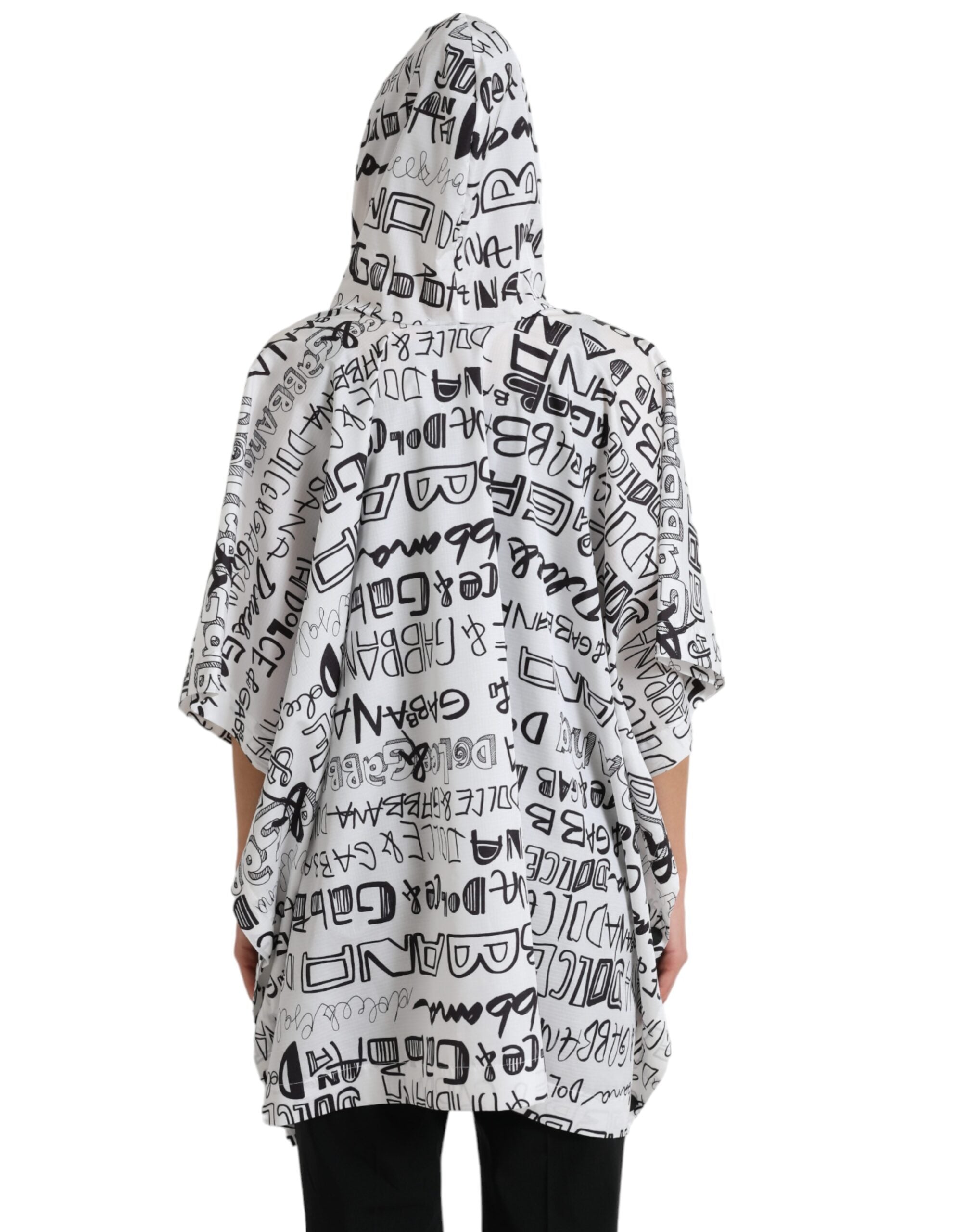 White hoodie with Dolce & Gabbana logo print, casual blouson T-shirt top with a hood and relaxed fit.