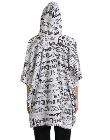 White hoodie with Dolce & Gabbana logo print, casual blouson T-shirt top with a hood and relaxed fit.