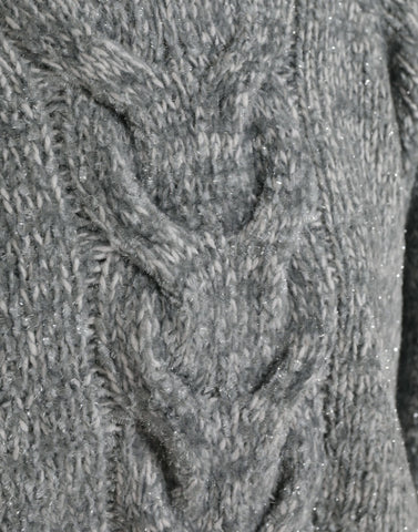 Gray cashmere turtleneck pullover sweater by Dolce & Gabbana, featuring a cozy, fitted design and ribbed collar.