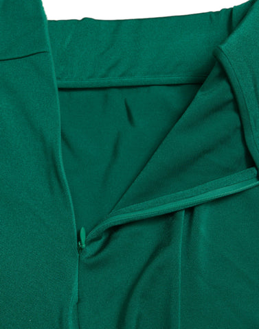 Green nylon stretch slim legging pants by Dolce & Gabbana featuring a fitted, modern design and smooth fabric appearance.