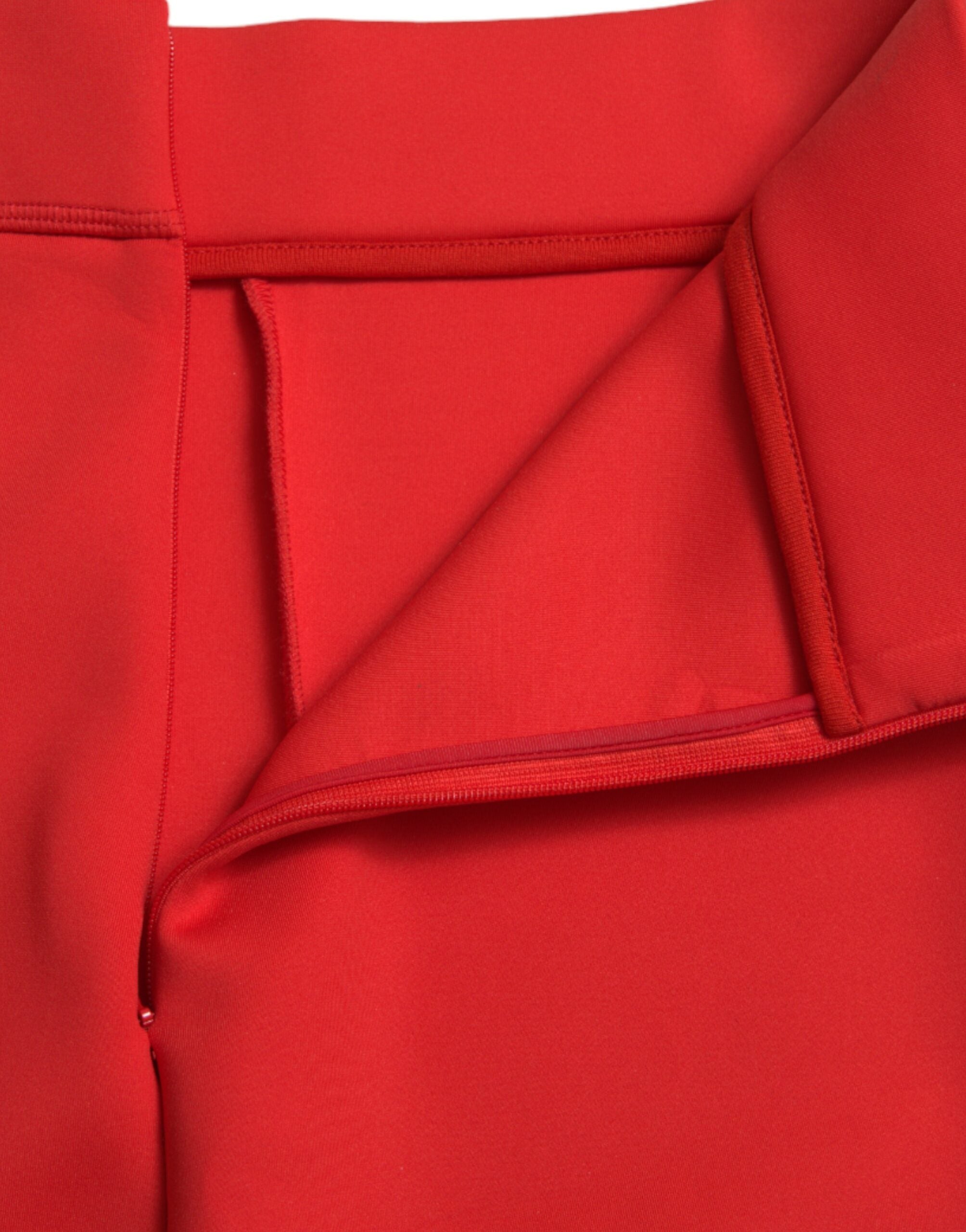 Red nylon stretch slim leggings pants by Dolce & Gabbana, featuring a sleek, fitted design perfect for stylish casual wear.