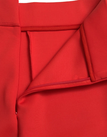 Red nylon stretch slim leggings pants by Dolce & Gabbana, featuring a sleek, fitted design perfect for stylish casual wear.