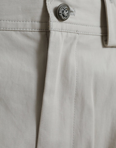 Beige Dolce & Gabbana cotton high waist tapered pants, front view showing tailored fit and clean design.