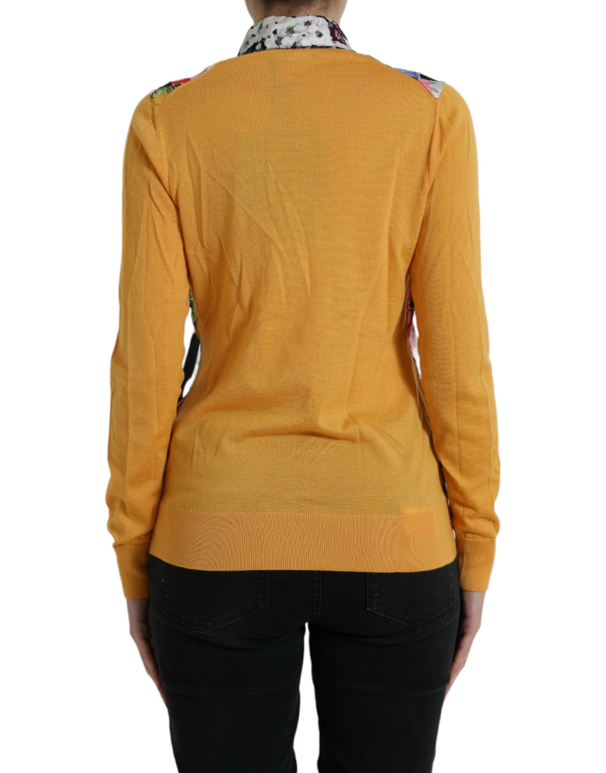 Multicolor patchwork cashmere Henley sweater by Dolce & Gabbana, featuring a cozy knit with multicolor fabric patches.
