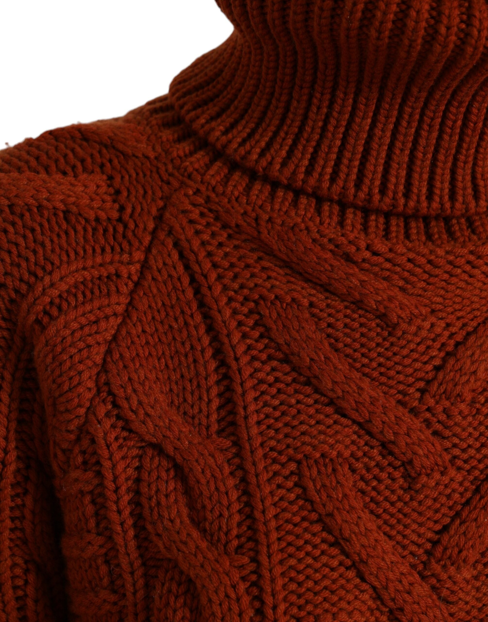 Brown wool knit turtleneck sweater by Dolce & Gabbana, featuring a cozy, textured design and classic fit.